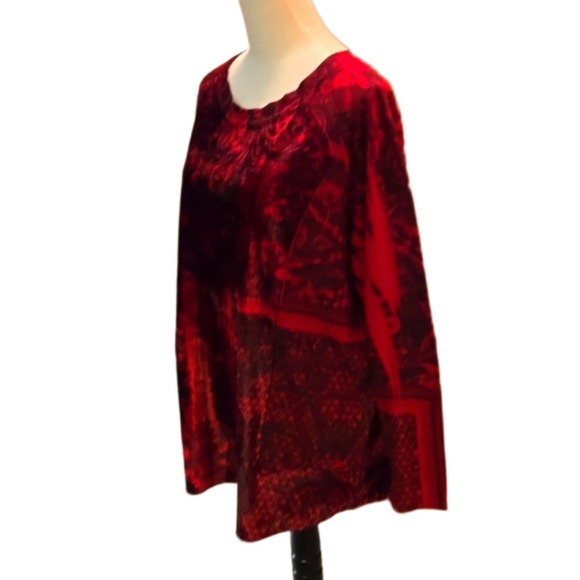 Dress Barn Tops - Dressbarn Velvety Red & Black Long Sleeve Holiday Party Top Women size 3X
